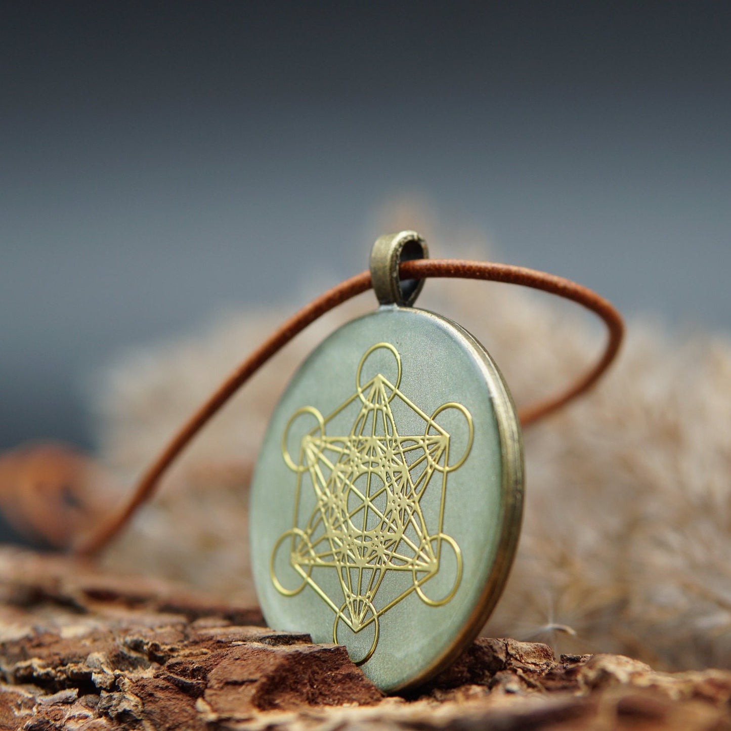 Metatron Orgonit Anhänger – Heilige Geometrie Talisman – Grün Bronze Schmuck
