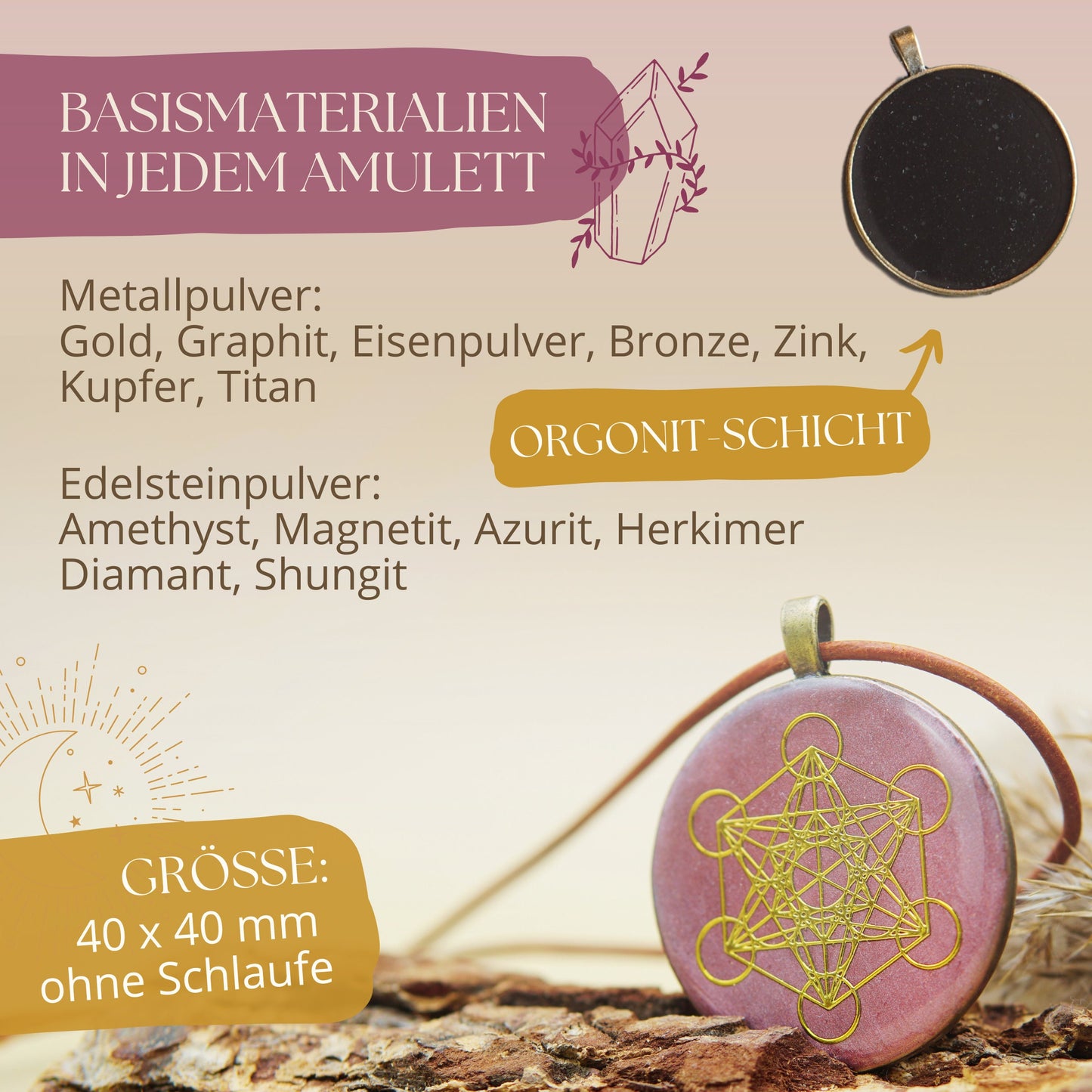 Blume des Lebens Orgonit Anhänger – Sakralchakra (Svadhishthana) Talisman Unisex