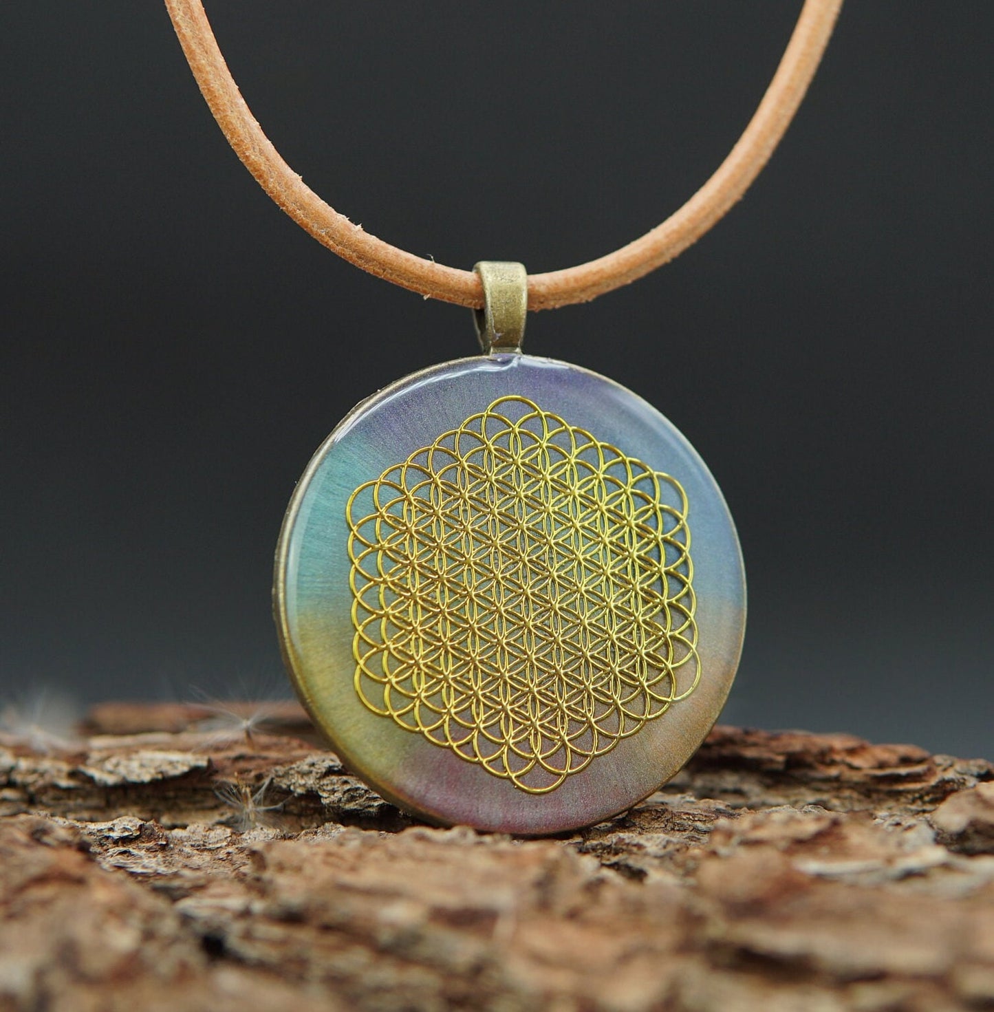 Orgonite Chakra Pendant – Flower of Life – Jewelry for Alignment & Balance