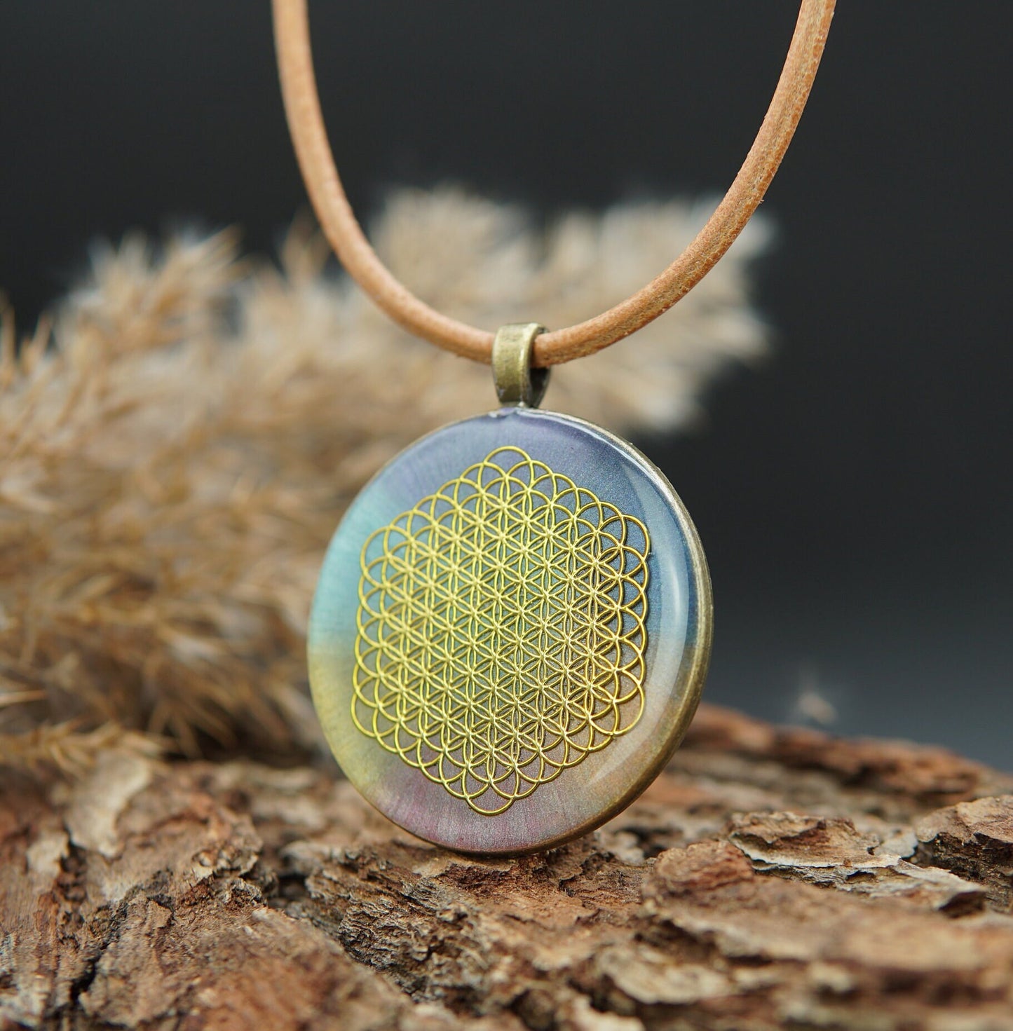 Orgonite Chakra Pendant – Flower of Life – Jewelry for Alignment & Balance