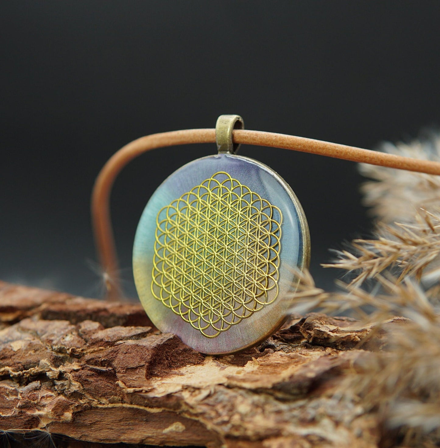 Orgonite Chakra Pendant – Flower of Life – Jewelry for Alignment & Balance