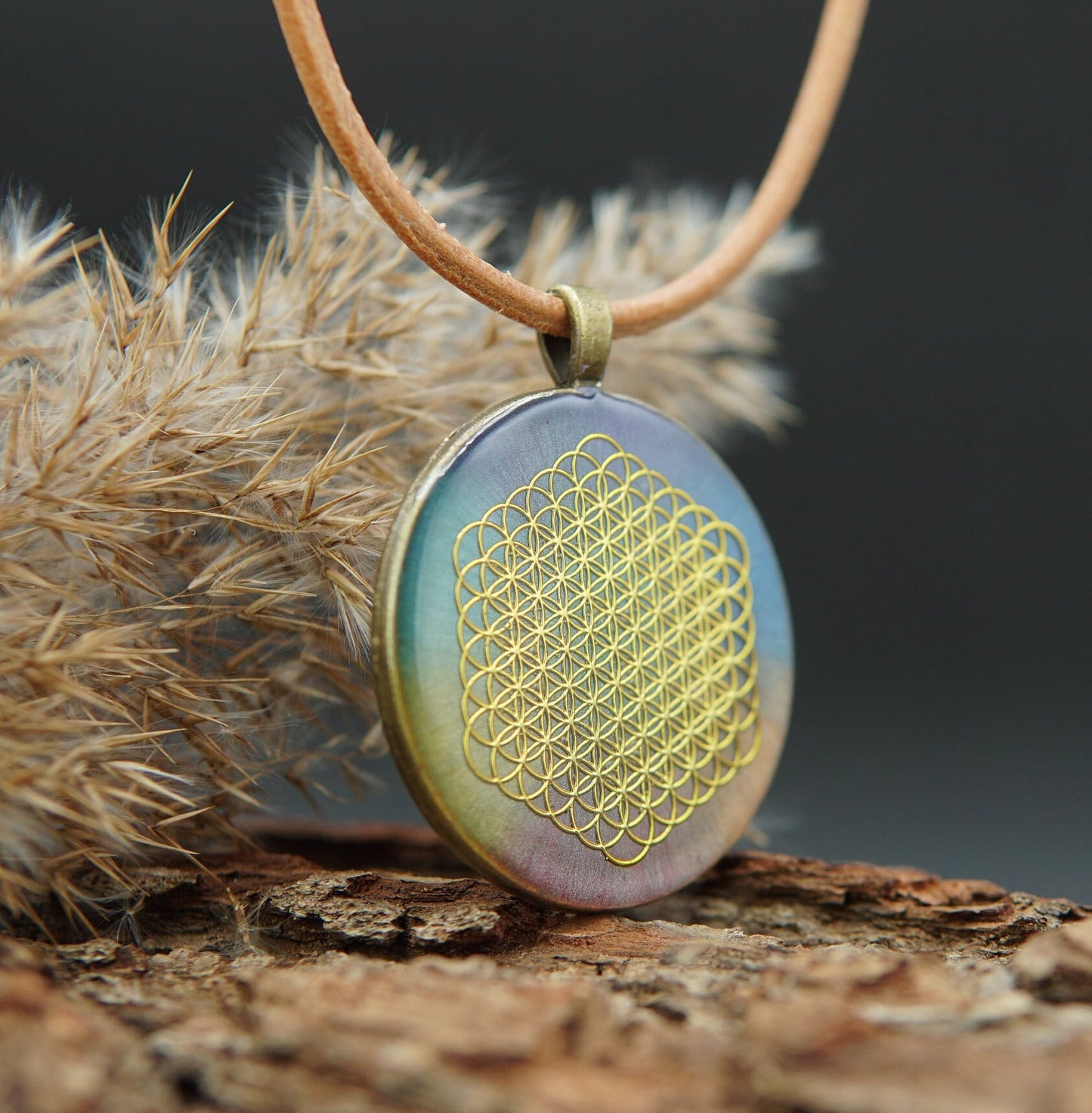 Orgonite Chakra Pendant – Flower of Life – Jewelry for Alignment & Balance