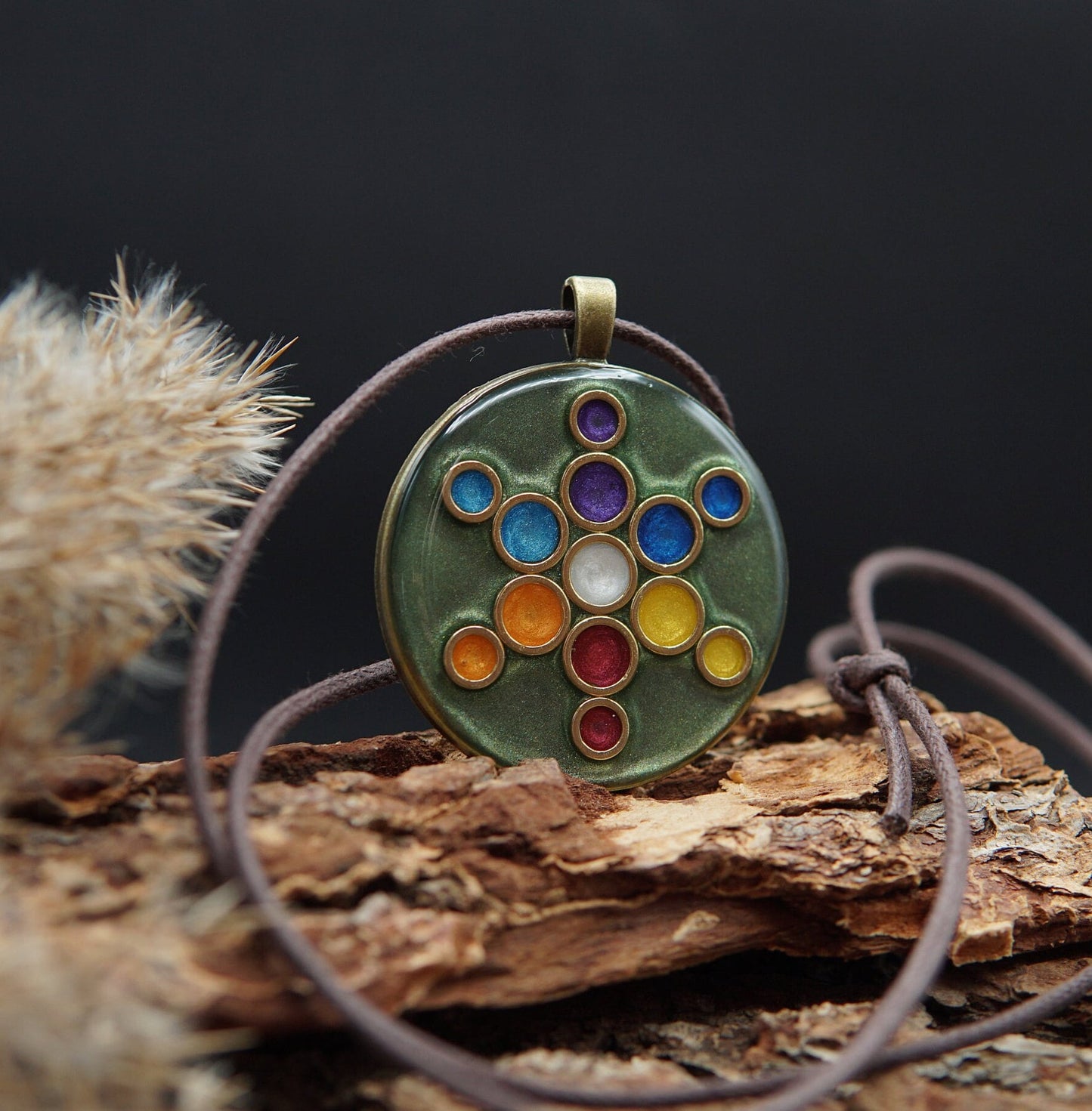 Frucht des Lebens Amulett – Orgonit für Intuition, Schutz & innere Harmonie