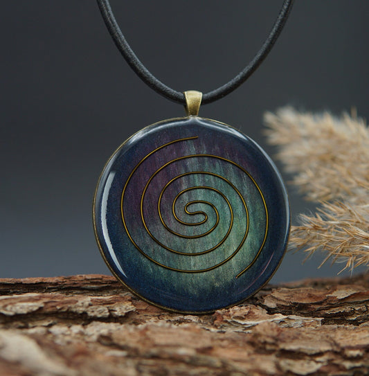 Orgonite Amulet “Aurora” – Cosmic Spiral for Energetic Protection