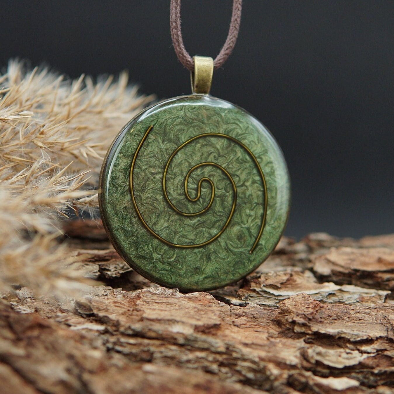 Kosmische Spirale Orgonit Amulett – Anahata Chakra, Natur & Schutz Energieanhänger