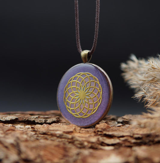 Chakra Symbol Orgonite Pendant – Crown Chakra Sahasrara Gift Unisex