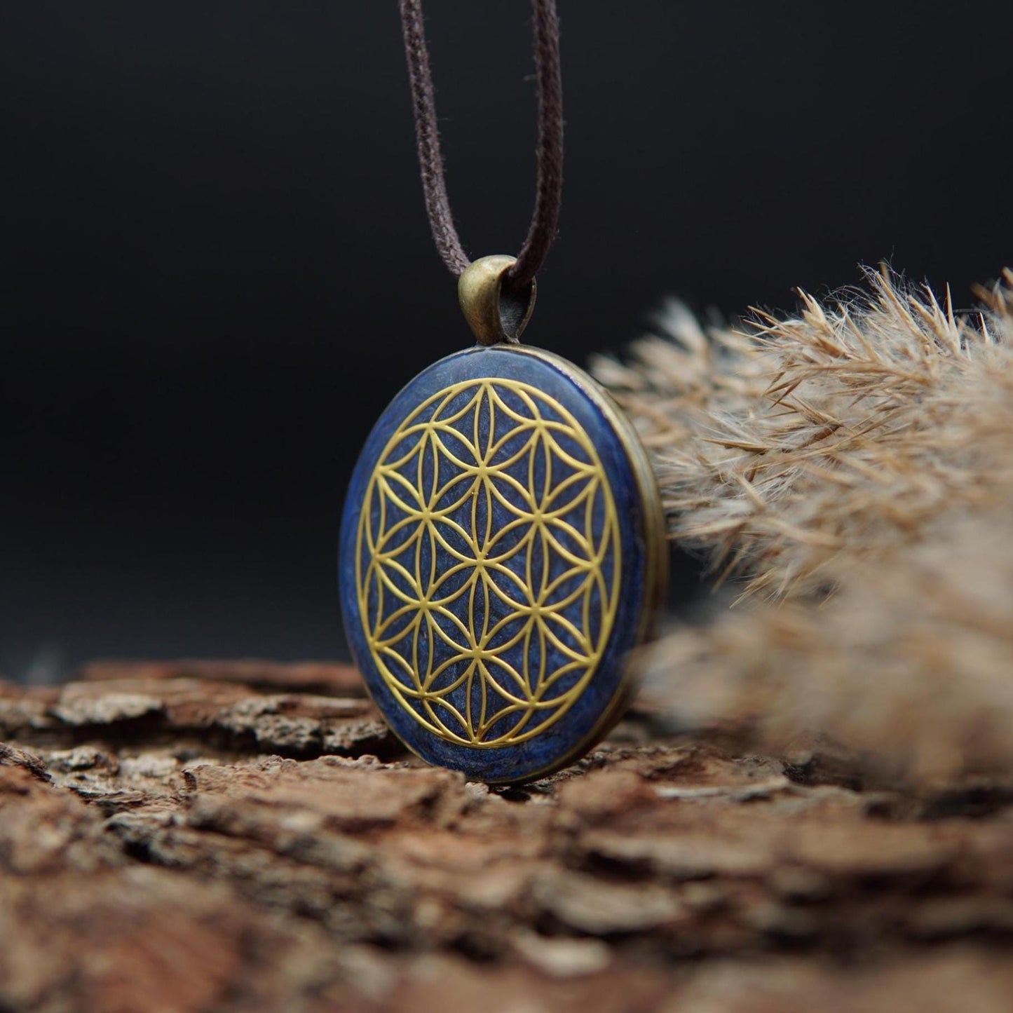 Flower of Life Orgonite Pendant – Blue Unisex Gift with Sacred Geometry