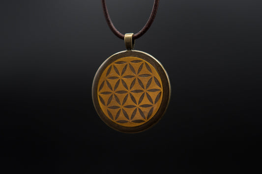 Orgonit Anhänger – Blume des Lebens in Bronze – Talisman für Erdung & Stabilität