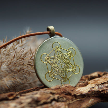 Metatron Orgonit Anhänger – Heilige Geometrie Talisman – Grün Bronze Schmuck