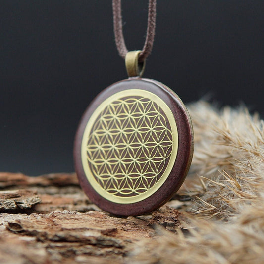 Blume des Lebens Orgonit – Lichtarbeit & Feng Shui Energieanhänger Braun Bronze
