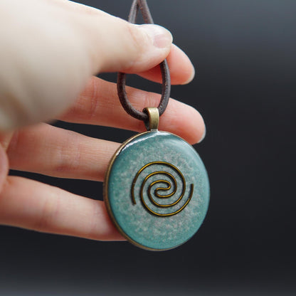 Orgonite Pendant – Cosmic Spiral for Lightwork, Prana &amp; Protection (Green Bronze)