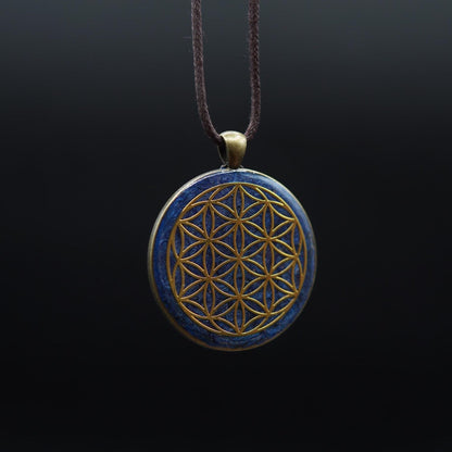 Flower of Life Orgonite Pendant – Blue Unisex Gift with Sacred Geometry